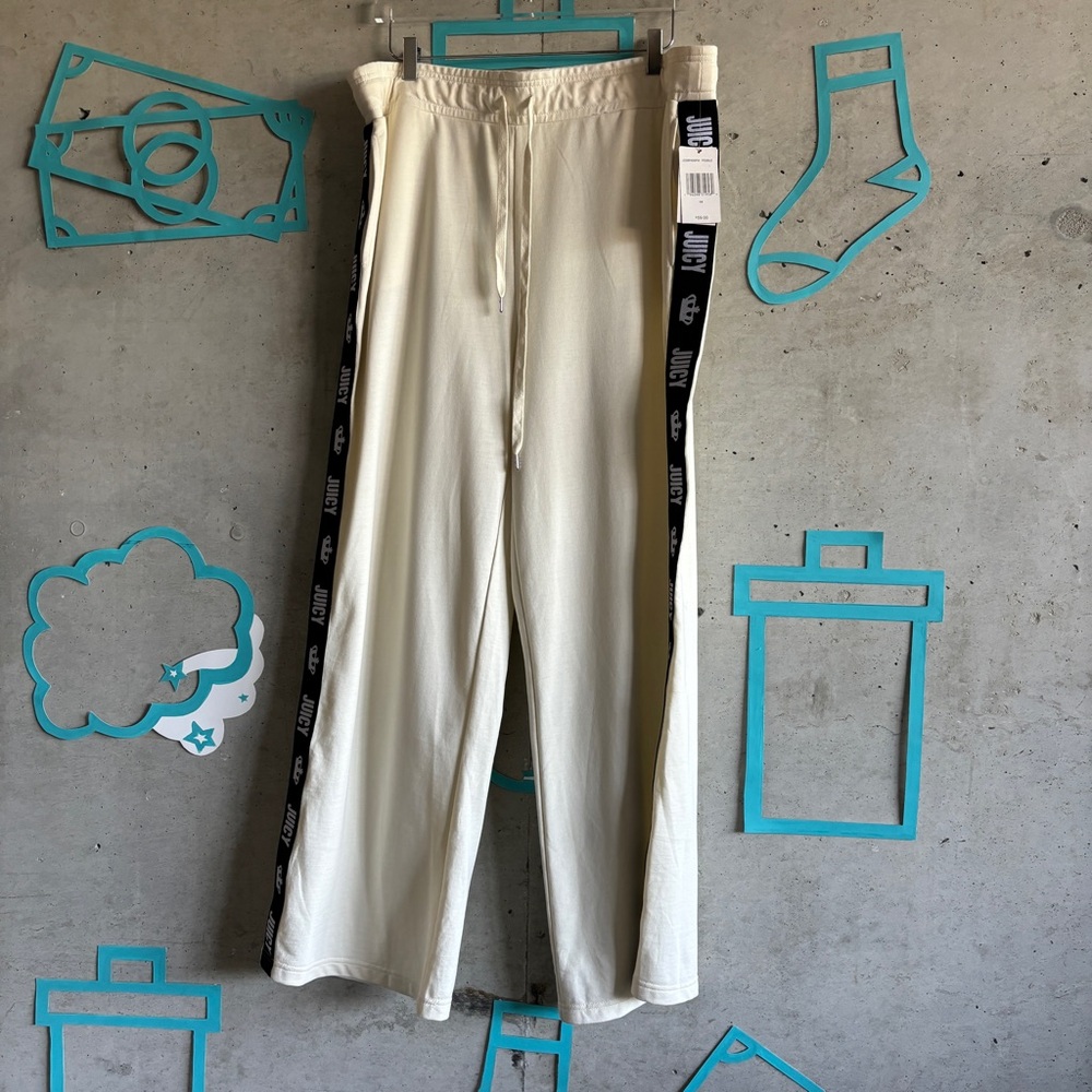 NWT Juicy by Juicy Couture High Rise Straight Leg Track Pants Pebble